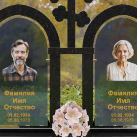 Православный комбинированный памятник для двоих - П244