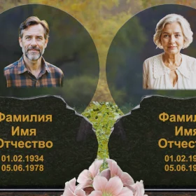 Горизонтальный светский памятник из гранита для двоих - П245