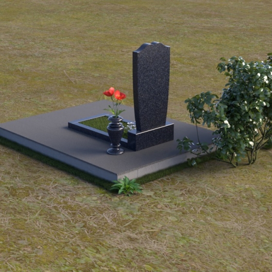 Фигурный гранитный монумент с плавной аркой, гранит Блю Перл, вид 4