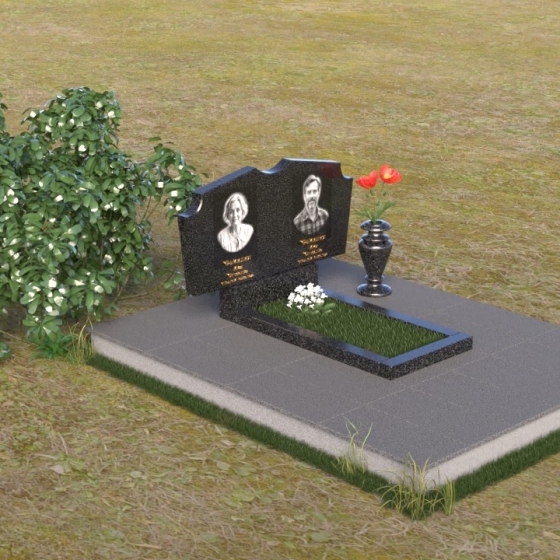 Вертикальная гранитная стела с вырезами, гранит Габбро-диабаз, вид 2