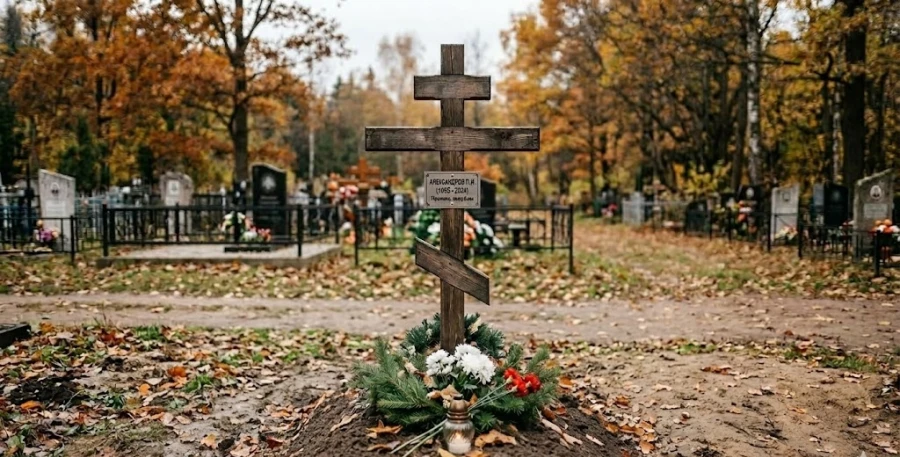 vremennyy-derevyannyy-krest-na-mogile