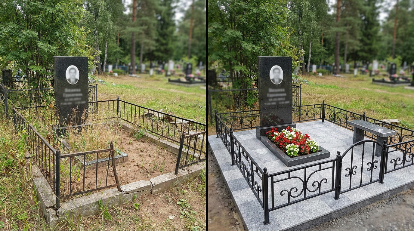 Благоустройство могилы в Пензе — пример 1