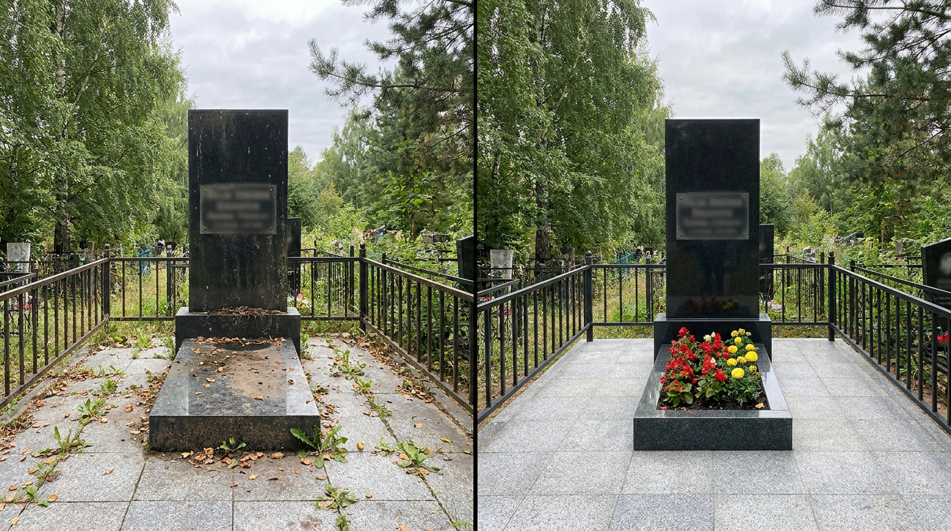 Уборка могилы в Пензе — пример 2